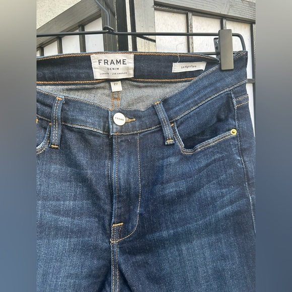 FRAME Denim Dark Blue Flare Jeans Le High Flare Jeans in Sutherland wash sz 27 - Picture 5 of 14